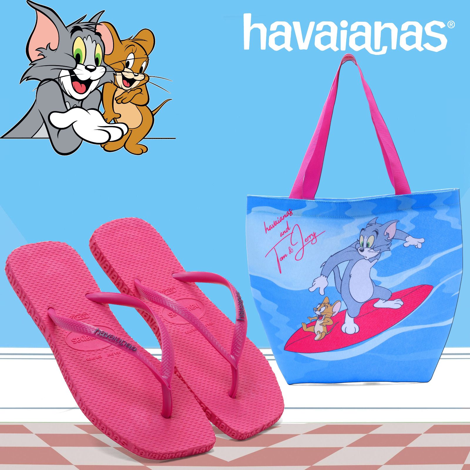 Havaiana Rosa + Bolsa Tom e Jerry